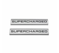 2x Chrome Finish Metal Emblem Supercharged Badge (Black Letter)