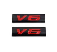2X Chrome Metal Logo Car Emblem Premium 3D Badge Auto Door Fender Sticker Side Wing Decal (Black&Red,V6)