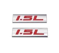 2X Chrome Metal Logo Car Emblem Premium 3D Badge Auto Door Fender Sticker Side Wing Decal (Silver&Red,1.5L)