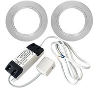2x CHROME Round Flush Under Cabinet Kitchen Light & Driver Kit - Natural White LED Loops White One Size