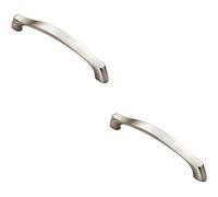 2x Chunky Arched Grip Pull Handle 194 x 17mm 160mm Fixing Centres Satin Nickel