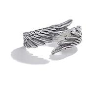 2x Classic Unisex Wing Rings in Vintage Opening Adjustable Feather Rings Couple Rings Set for Boyfriend Girlfriend