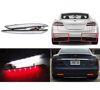 2x Clear Lens Rear Bumper Reflector LED Fog Tail Stop Brake Light Reverse Lamp DRL For 2012-up Model S 2017-up Model 3