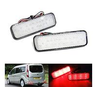 2x Clear Lens Rear Bumper Reflector LED Fog Tail Stop Brake Light Reverse Lamp For 2012-up Transit Tourneo Connect Courier Custom