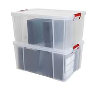 2X clear plastic storage boxes with lid stackable stacking clip look lid 5 litre