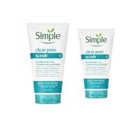 Simple Daily Skin Detox Clear Pore Scrub 150ml, 2 Pack | Face Exfoliator for Oily Skin | Removes Dirt, Oil & Dead Cells | Clears Blackheads & Pores | Gentle Daily Scrub for Smoother, Clearer Skin