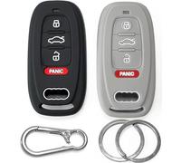 2x Click&Fit Silicone Car Key Cover compatible with Audi A4 Q5 2009-2015, A6 12-15, A5 08-15, A7 11-16, A8 09-16, S4 S5 S6 S7, 4B Remote Key - Anti-slip key fob holder case protector, Black&Grey