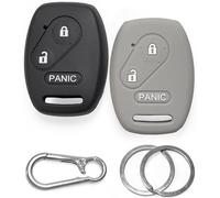 2x Click&Fit Silicone Car Key Cover compatible with Honda Civic 2006-11, CR-V Jazz 07-13, Insight CR-Z, Accord, Odyssey, 3B Remote Key - Anti-slip key fob holder case protector, Black&Grey