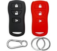 2x Click&Fit Silicone Car Key Cover compatible with Nissan Juke 11-13, Murano 03-08, Pathfinder Xterra Armada, Infiniti FX35/45, 3B Remote Key - Anti-slip key fob holder case protector, Black&Red