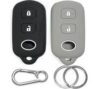 2x Click&Fit Silicone Car Key Cover compatible with Toyota Corolla RAV4 Celica MR2 Spyder Land Cruiser Prius Camry 1998-2008, 4B Remote Key - Anti-slip key fob holder case protector, Black&Grey