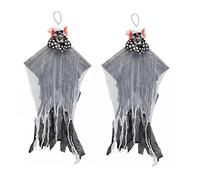 2x Clown Skeletons Halloween Hanging Skull Decoration Prop Shop Creepy Cloth Chain Skeleton Props