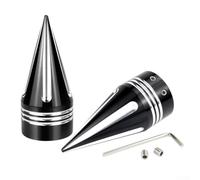 2x CNC Front Axle Nut Covers Black For XL883 Motorcycle Bolt Cap Hex Head Protection Alloy