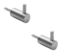 2x Coat Hook with Concealed Fixing 35mm Projection Satin Stainless Steel