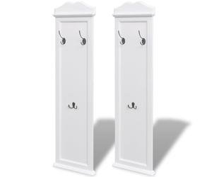 2x Coat Racks White Clothes Stand Door Wall Hat Hanger Holder Hook vidaXL
