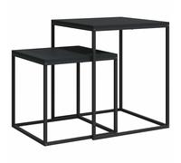 2x Coffee Table Set Engineered Wood and Metal Black/Black and Brown vidaXL