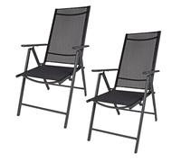 2x Comfortable Aluminium Folding Chair Garden Patio 7-fach Adjustable Anthracite