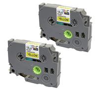2X Compatible Label Tape TZe631 TZ631 Black on Yellow 12 mm x 8 m Suitable for PT-1000 1005 1010 3600 9600 D210 D400 D600VP E300VP E550WVP H101C H101GB H105 H110 H300 H500 P700 P750W
