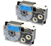 2X Compatible Ribbon Label Tapes XR-18BU XR-18BU1 Black on Blue 18mm x 8m Replacement for Casio KL-60 100 100E 120 200 200E 300 750 780 820 2000 7000 7200 7400 8100 8200 P1000 C500 CW-L300 Label