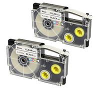 2X Compatible Ribbon Label Tapes XR-9X XR-9X1 Black on Clear 9mm x 8m Replacement for Casio KL-60 100 100E 120 200 200E 300 750 780 820 2000 7000 7200 7400 8100 8200 P1000 C500 CW-L300 Label