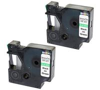 2X Compatible Tapes 40919 S0720740 Black on Green 9mm x 7m Replacement for LabelManager LM 160 210D 220P 260P 280 360D 420P 450D 500TS PnP MobileLabeler LabelPoint LabelWriter LW 400 450 Duo