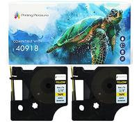 2X Compatible with 40918 Black on Yellow (9mm x 7m) Label Tapes for LabelWriter 450 Duo LabelPoint 100 150 250 LabelManager 160 210D 220P 260P 280 360D 420P 450 500TS PnP MobileLabeler
