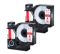 2X Compatible with DYMO D1 Label Tape Refill Work in 45012 S0720520 Red on Clear, 12mm x 7m Replacement for DYMO LabelManager 160 210D 220P 260P 360D, LabelPoint LabelWriter LW 400 450 Label Maker