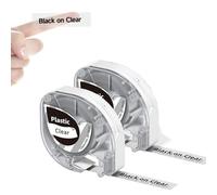 2X Compatible with Dymo Letra Tag Label Maker Refills Clear 12mm x 4m, Plastic Clear Label Maker Tape Replace for Dymo LetraTag Refill 16952 for LT-100T LT-100H Plus 200B XR, for Phomemo P12, LT12