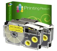 2X Compatible XR-12YW Black on Yellow (12mm x 8m) Tapes for Casio KL-60 70E 100 100E 120 200 200E 300 750 780 820 2000 7000 7200 7400 8100 8200 P1000 C500 L300