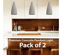 2X Concrete Grey Modern Ceiling Pendant Light - 240V E27 - Lamp Bulb Holder Fittings - Stone Retro Dimmable LED Industrial Lampshade - Kitchen Island, Breakfast Bar, Dining Table Light