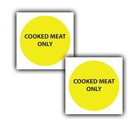 2X Cooked Meat Only - Allergen Food Stickers - Colour Coded Chopping Board Sign Kitchen Labels - 100mm x 100mm