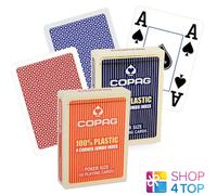 2x Copag 100% Plastic Poker Cards 4-Corner Jumbo Index Red Blue 2 Decks