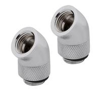 2x Corsair Hydro X Series XF 45° Rotary Adapter, Chrome, Brass, G1/4" BSPP, Easi