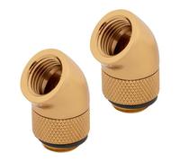 2x CORSAIR Hydro X Series XF 45° Rotary Adapter, Gold, Brass, G1/4" BSPP, Easily