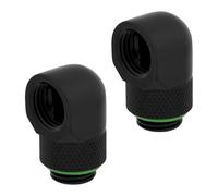 2x Corsair Hydro X Series XF 90° Rotary Adapters, Black, Brass, G1/4" BSPP, Easi