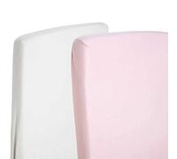 2X Cot Bed 100% Cotton Jersey Fitted Sheets 140cm x 70cm 1x White & 1x Pink