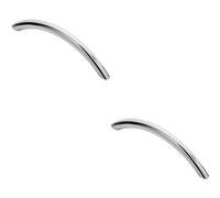 2x Curved Bow Cabinet Pull Handle 119 x 10mm 96mm Fixing Centres Chrome