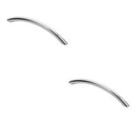 2x Curved Bow Cabinet Pull Handle 153 x 10mm 128mm Fixing Centres Chrome