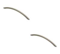 2x Curved Bow Cabinet Pull Handle 190 x 10mm 160mm Fixing Centres Satin Nickel
