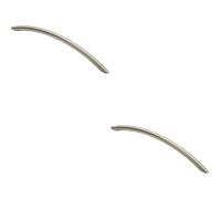 2x Curved Bow Cabinet Pull Handle 226 x 10mm 192mm Fixing Centers Satin Nickel
