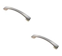 2x Curved Bow Pull Handle 183 x 26mm 160mm Fixing Centres Satin Nickel