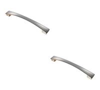 2x Curved Bow Pull Handle 218.5 x 26mm 192mm Fixing Centres Satin Nickel