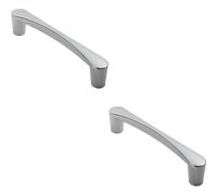 2x Curved D Shape Pull Handle 146 x 18.5mm 128mm Fixing Centres Polished Chrome