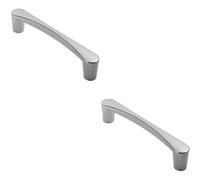 2x Curved D Shape Pull Handle 181 x 20mm 160mm Fixing Centres Polished Chrome