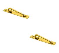 2x Curved Left Handed Door Pull Handle Engraved with 'Pull' Polished Brass