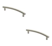 2x Curved T Bar Door Pull Handle 420 x 30mm 350mm Fixing Centres Satin Steel
