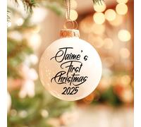 2x Custom 1st Christmas Bauble Name Stickers - Personalised Vinyl Decals for Child Baby’s First Christmas, Xmas Tree Decorations, DIY Gifts & Memorial Baubles