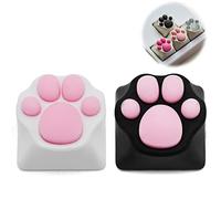 2x Cute Cat Keycap Custom Artisan Keycaps Gaming Metal ESC Key Caps For Gaming Lover Mechanical Keyboard Cherry MX Gift For Girls White & Black
