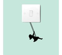 2X Cute Girl on Swing Light Switch Sticker Decals, Home Decor, Wall Decal, Bedroom Decor, Kids Room Decor, Vinyl Decal Sticker for Light Switch, Wall Decor, 80mm