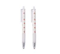 2X Cute Retractable Rollerball Pen Cherry Pattern Black 0.5mm for Doodling Journaling Taking Note School Office Home and Notetaking