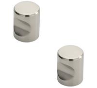 2x Cylindrical Cupboard Door Knob 20mm Diameter Polished Stainless Steel Handle